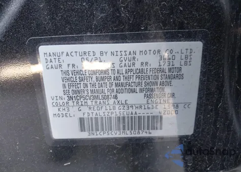 2021 Nissan Kicks Sv Xtronic Cvt из США, поврежденный, VIN 3N1CP5CV3ML508746